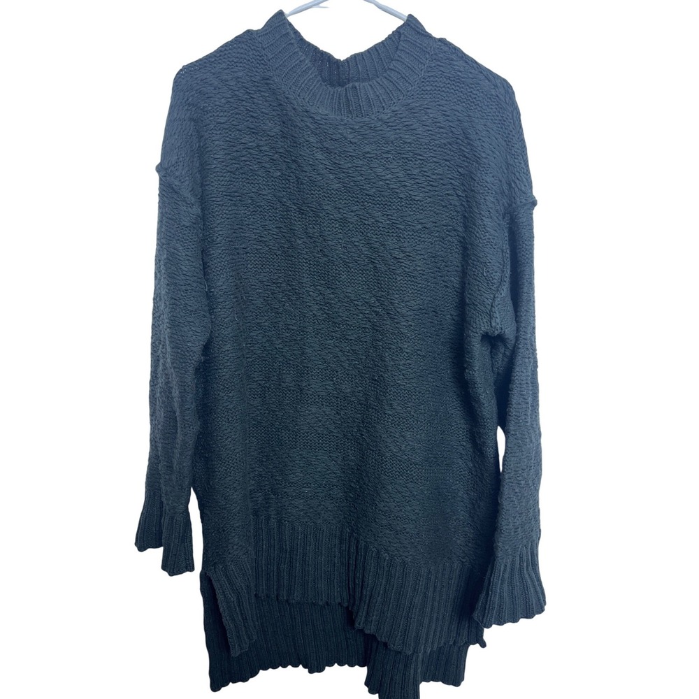 Free People Oversized Chunky Knit Mock Neck Tunic Sweater Green XS Earthy Textur